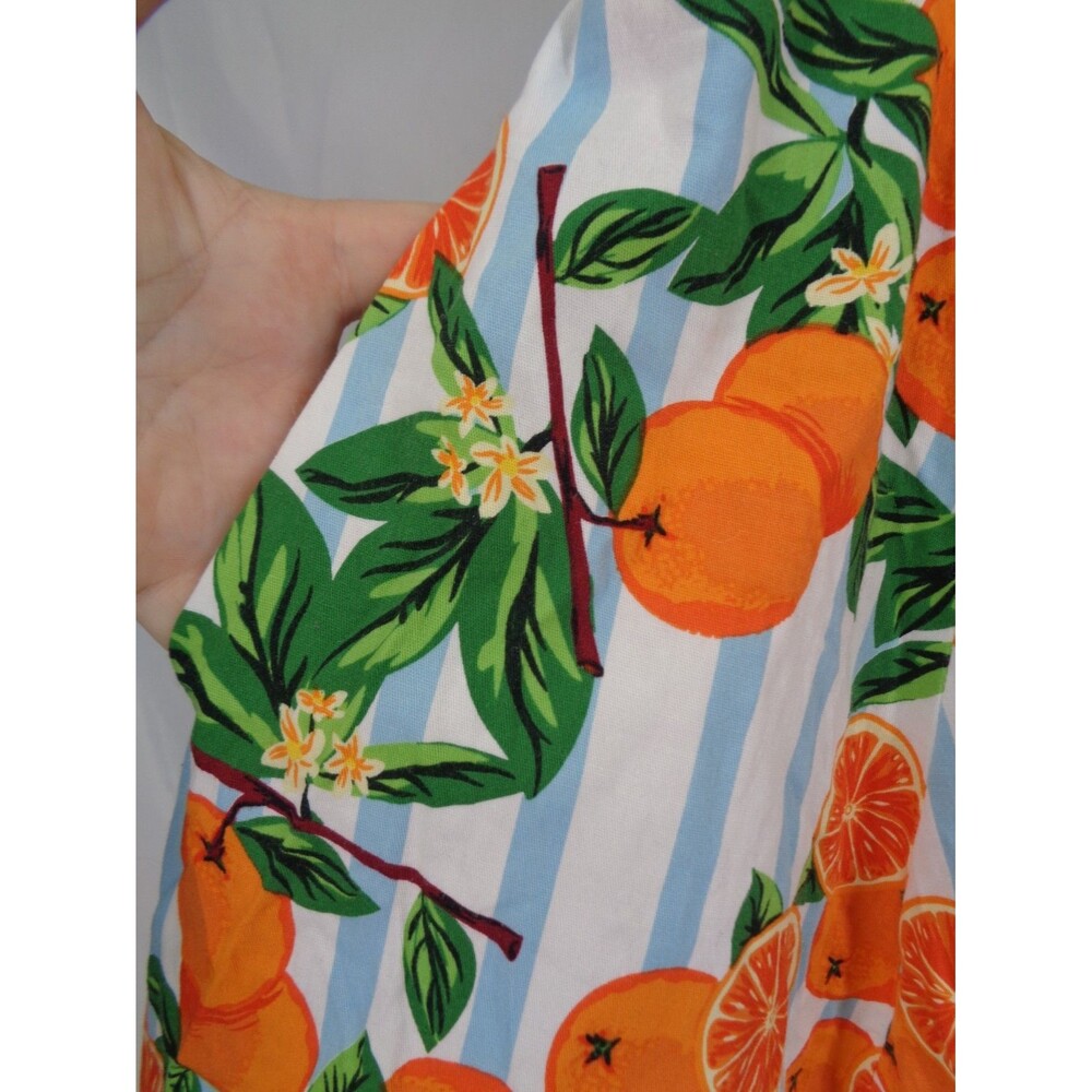 ModCloth Collectif Orange Print Stripe Midi Skirt Sz Large (10) Rockabilly Retro - Picture 5 of 6